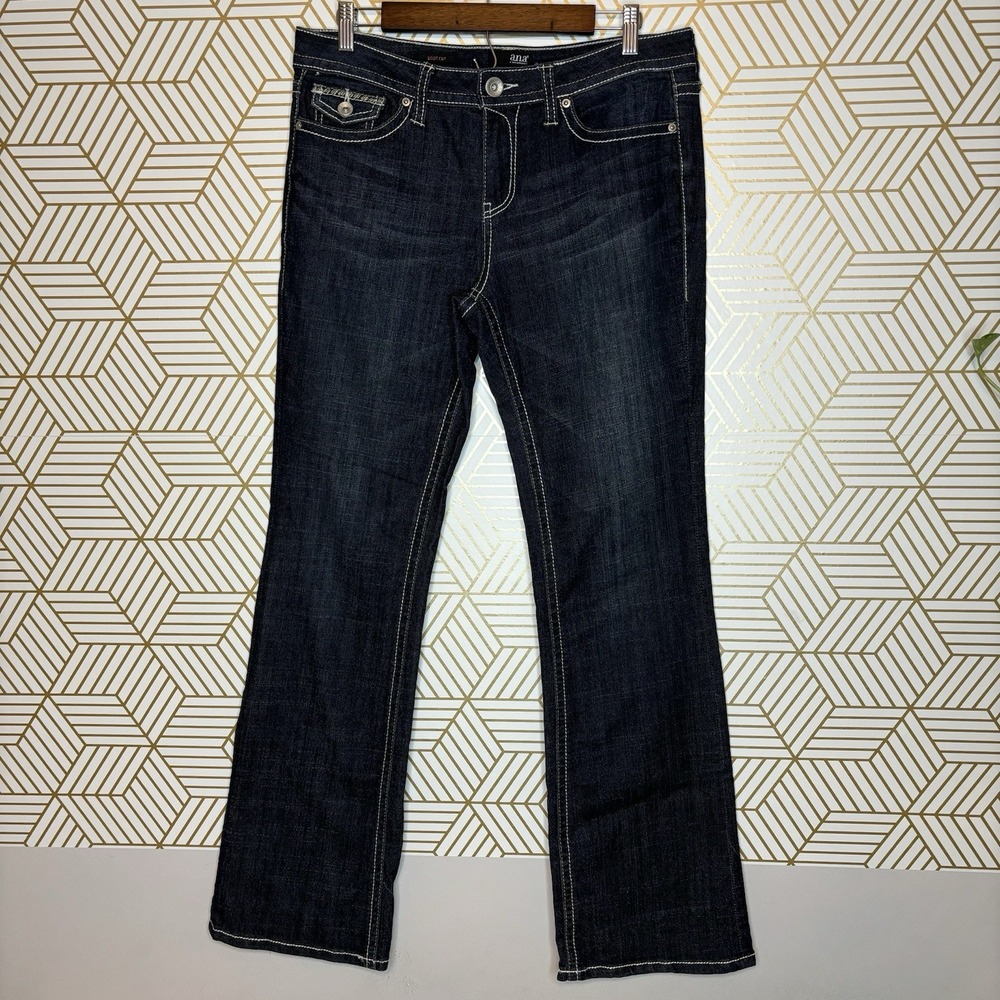 90s Y2K Dark Denim Jeans Thick Stitch Embroidered 30 / 10 Bootcut Low Rise